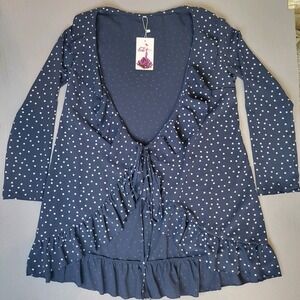 Coco Womans Blouse XL Blue With White‎ Stars